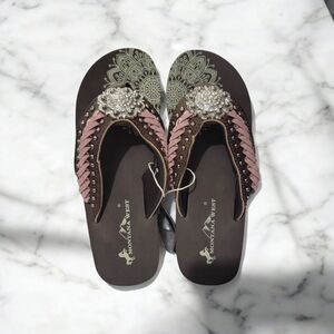 Pink and Brown Women's Sandals